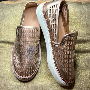 Goldish tan and white Size 5 sneakers